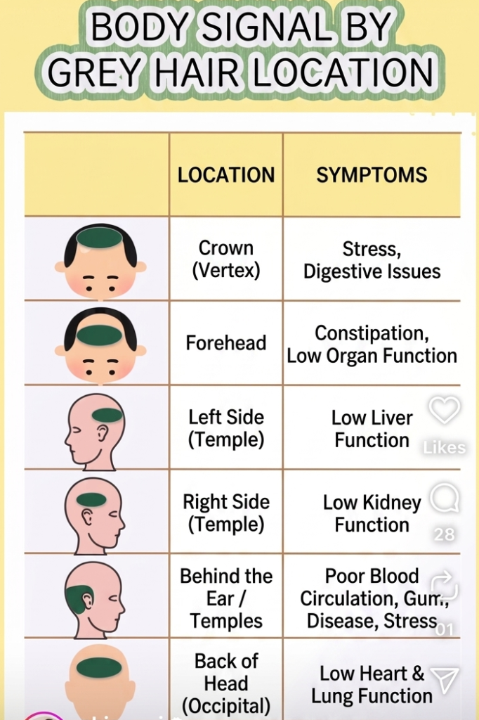 body signal by grey hair location