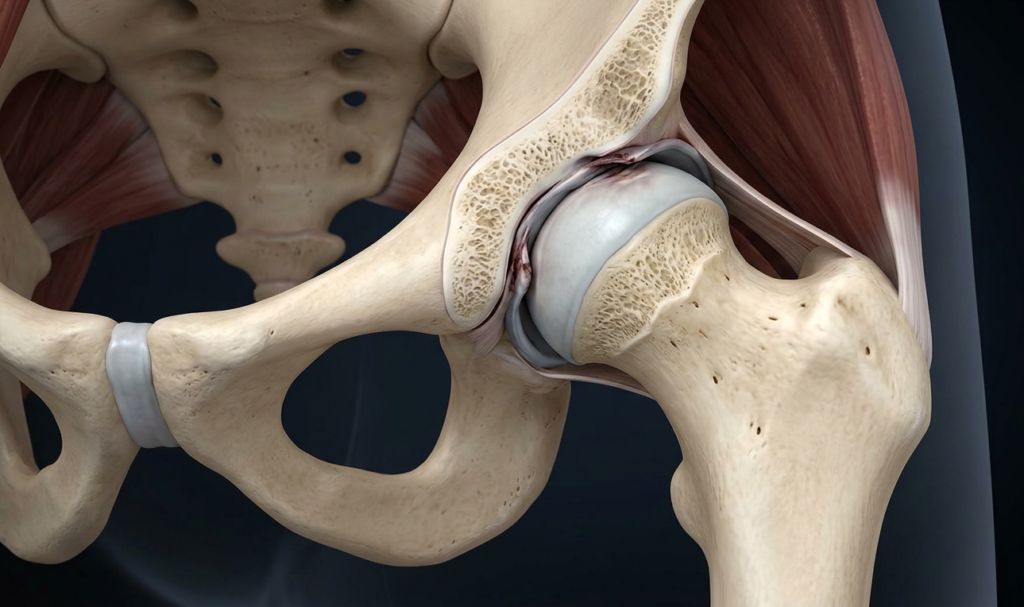 hip flexor and joint compression causing pinching pain when sitting